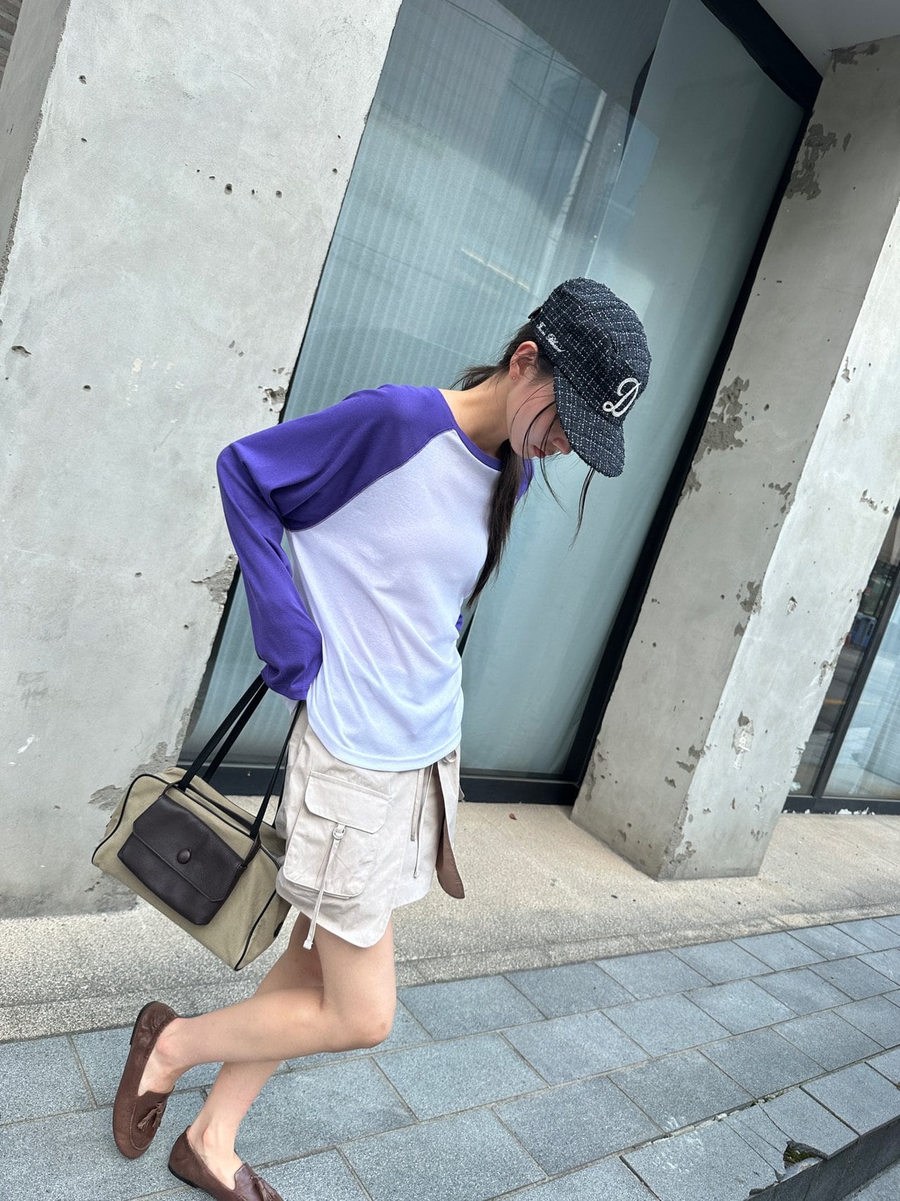 소이 배색 래글런 티셔츠