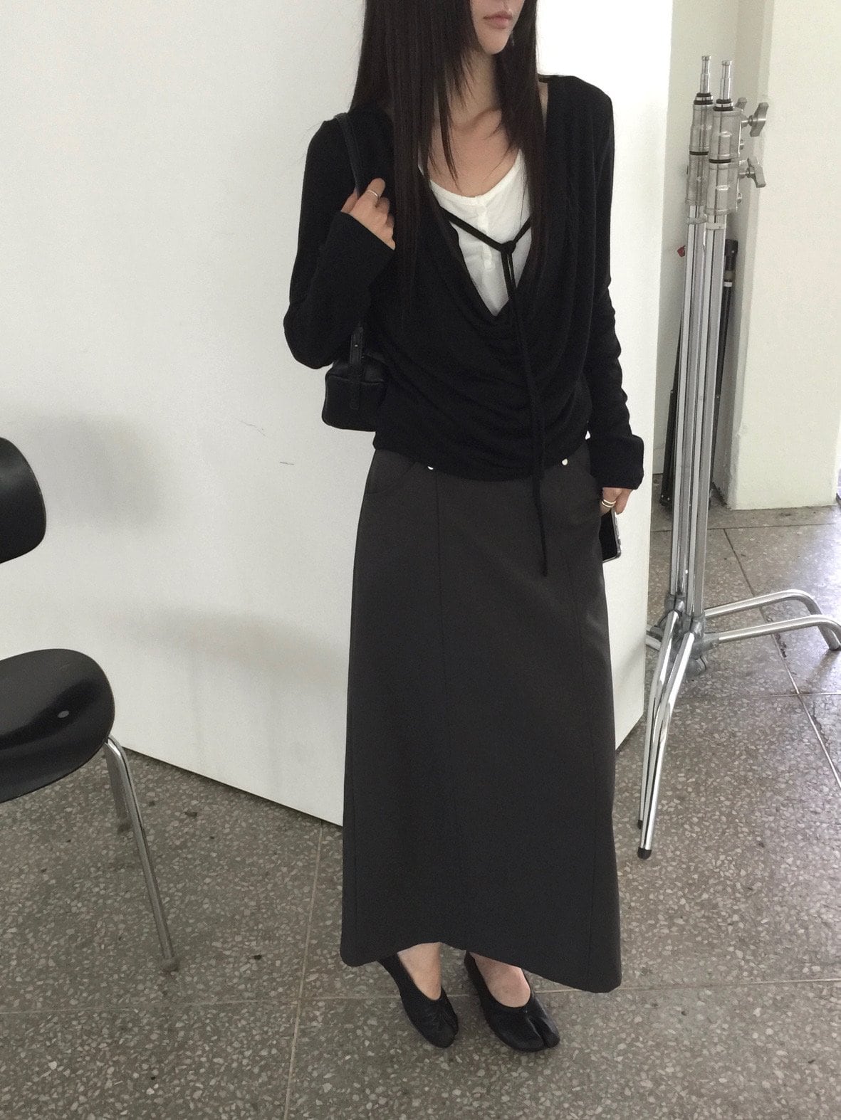 벨트루프 H라인 롱스커트