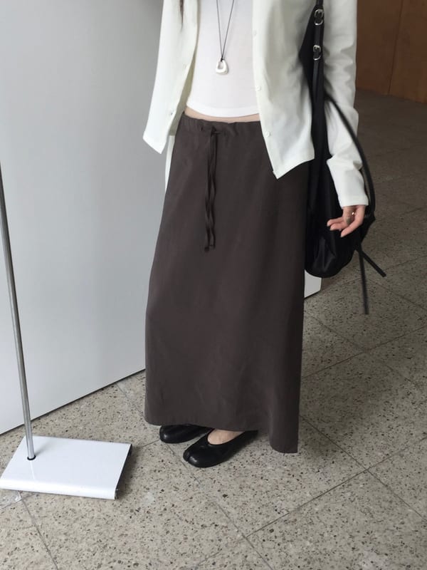 스트링 밴딩 레이온 롱스커트