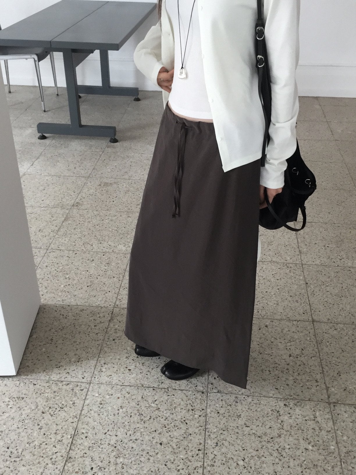 스트링 밴딩 레이온 롱스커트