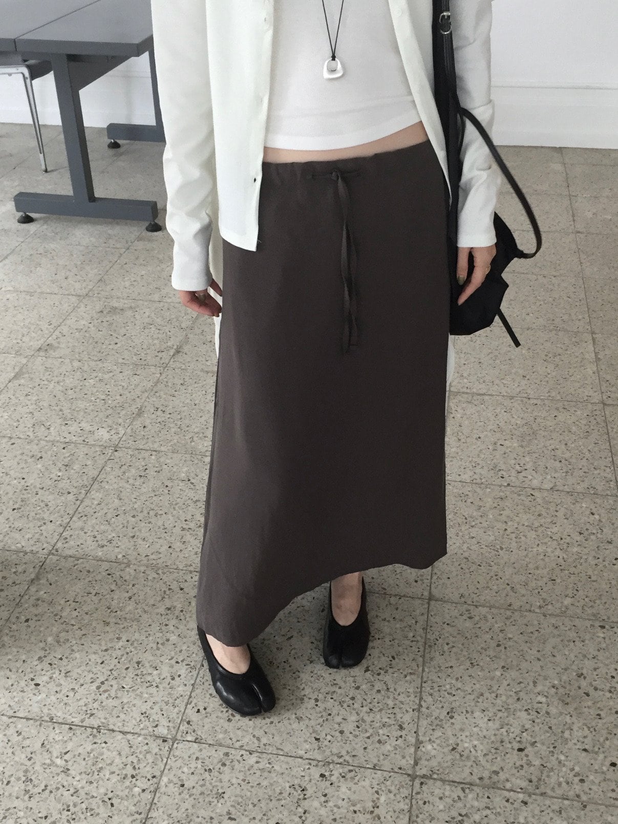 스트링 밴딩 레이온 롱스커트