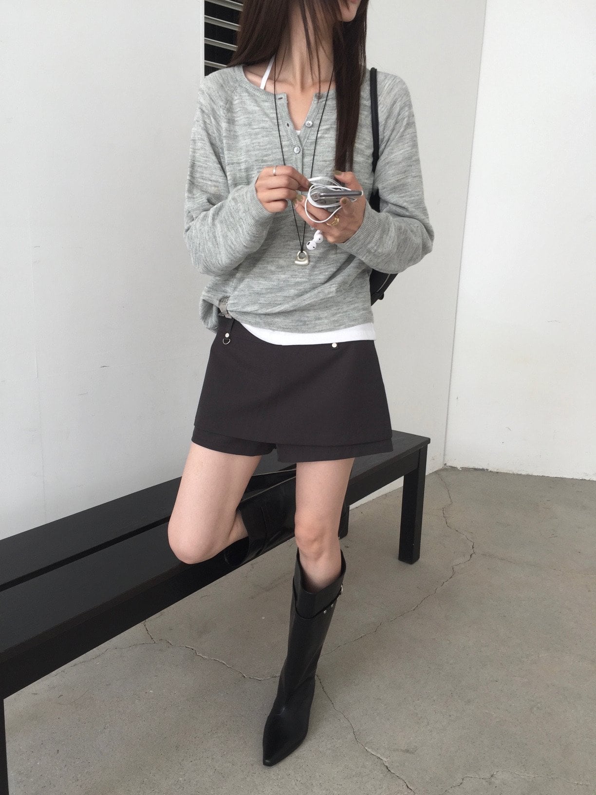 벨트클립 레이어드 스커트팬츠