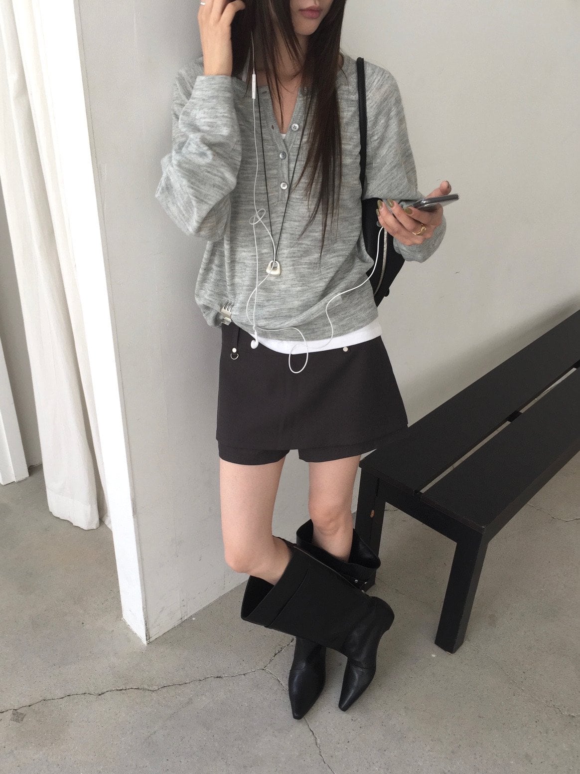 벨트클립 레이어드 스커트팬츠