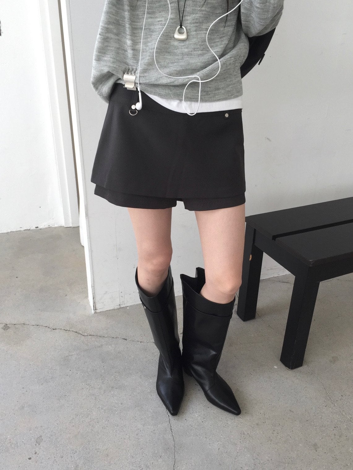 벨트클립 레이어드 스커트팬츠