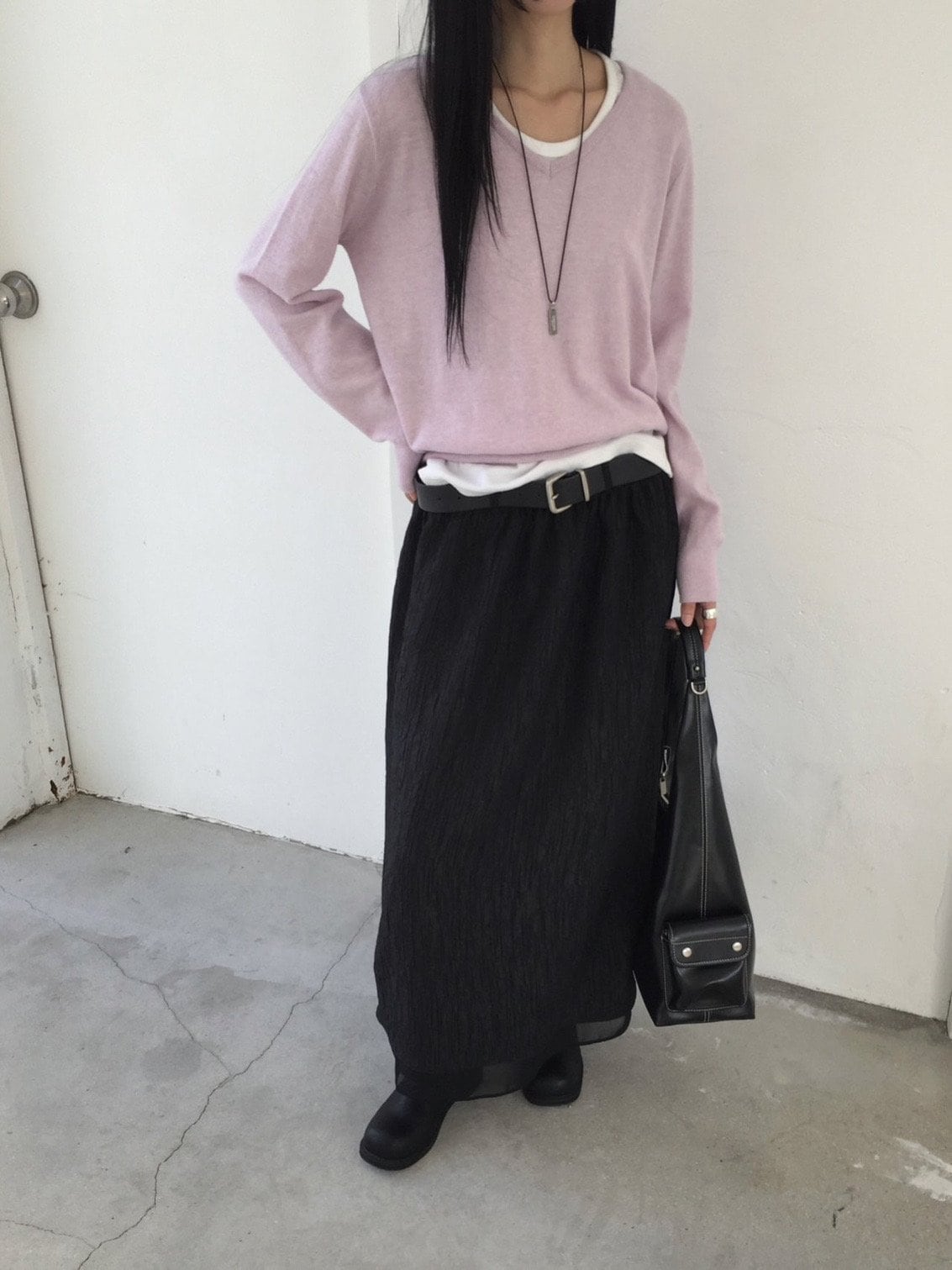 밴딩 레이어드 롱 스커트