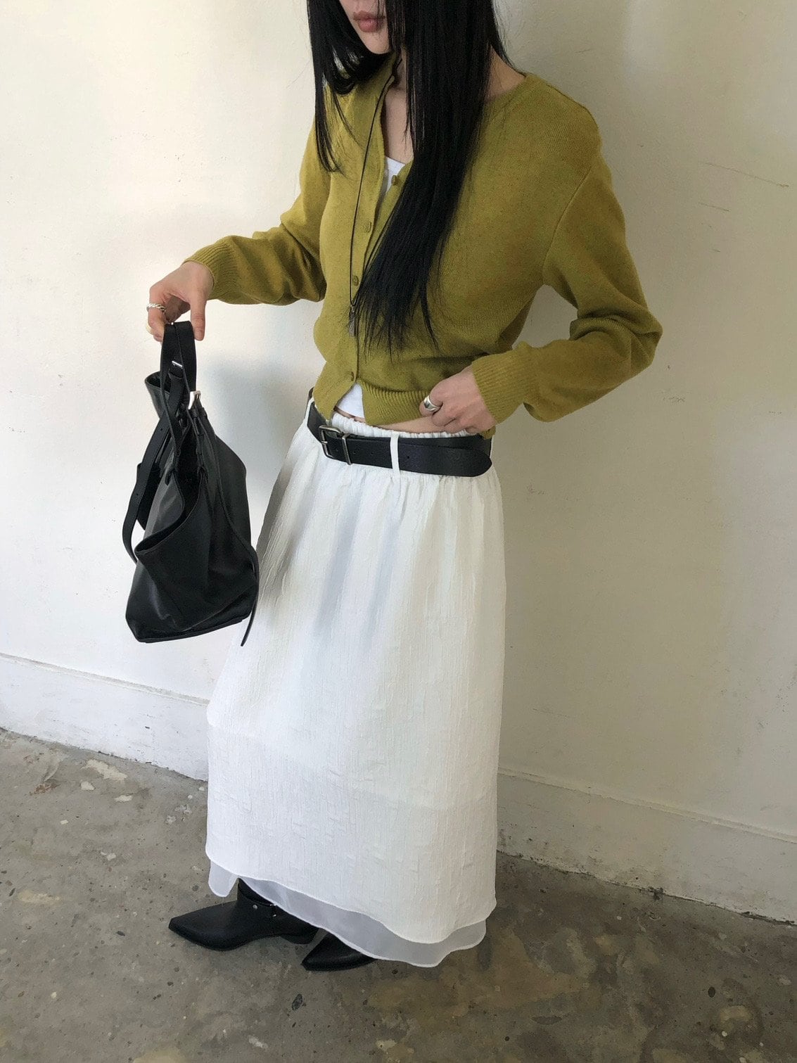 밴딩 레이어드 롱 스커트