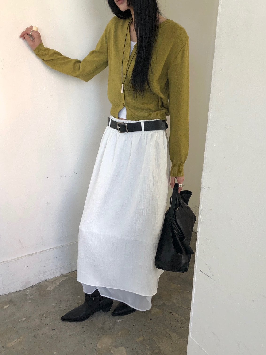 밴딩 레이어드 롱 스커트