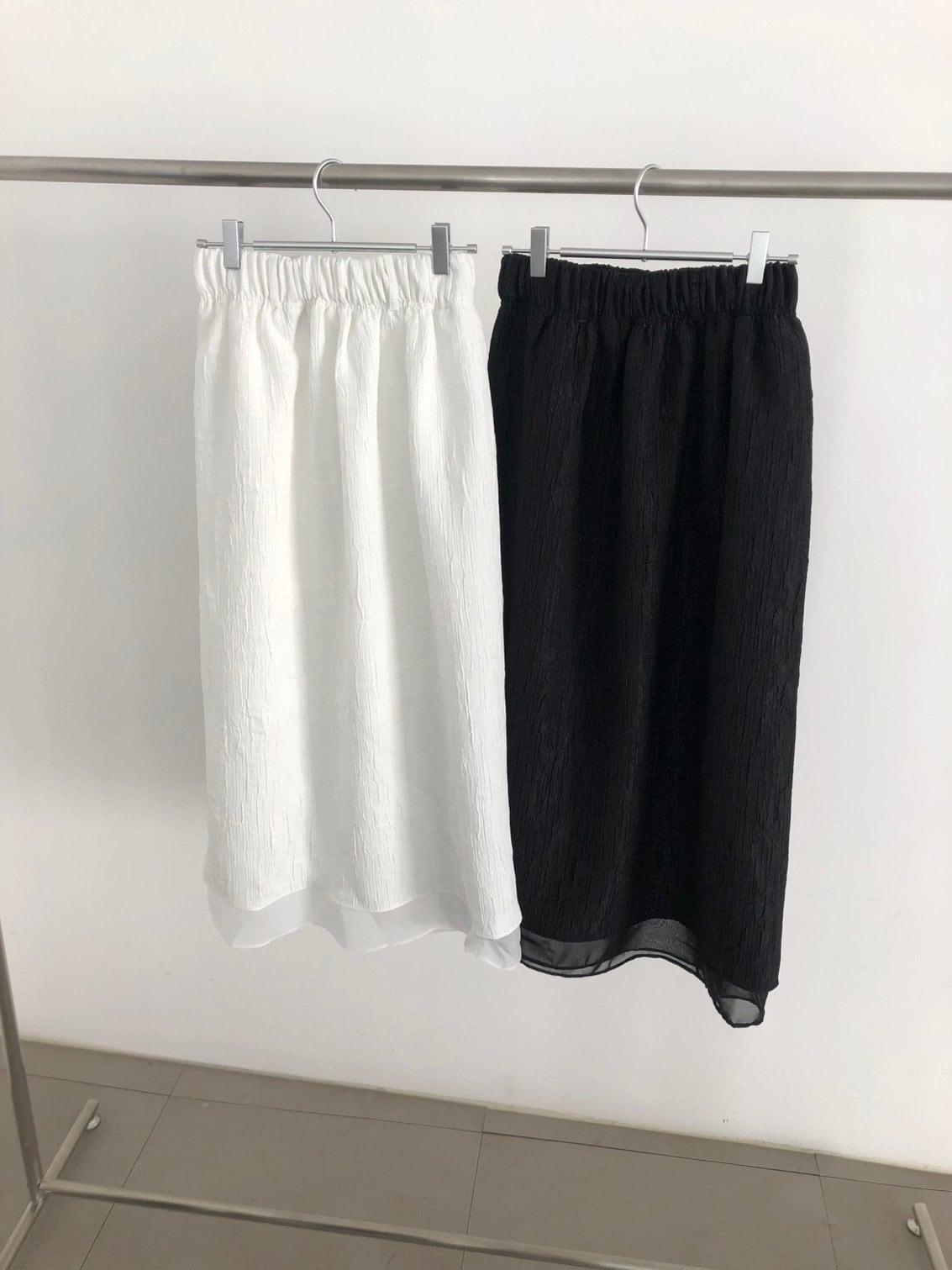 밴딩 레이어드 롱 스커트