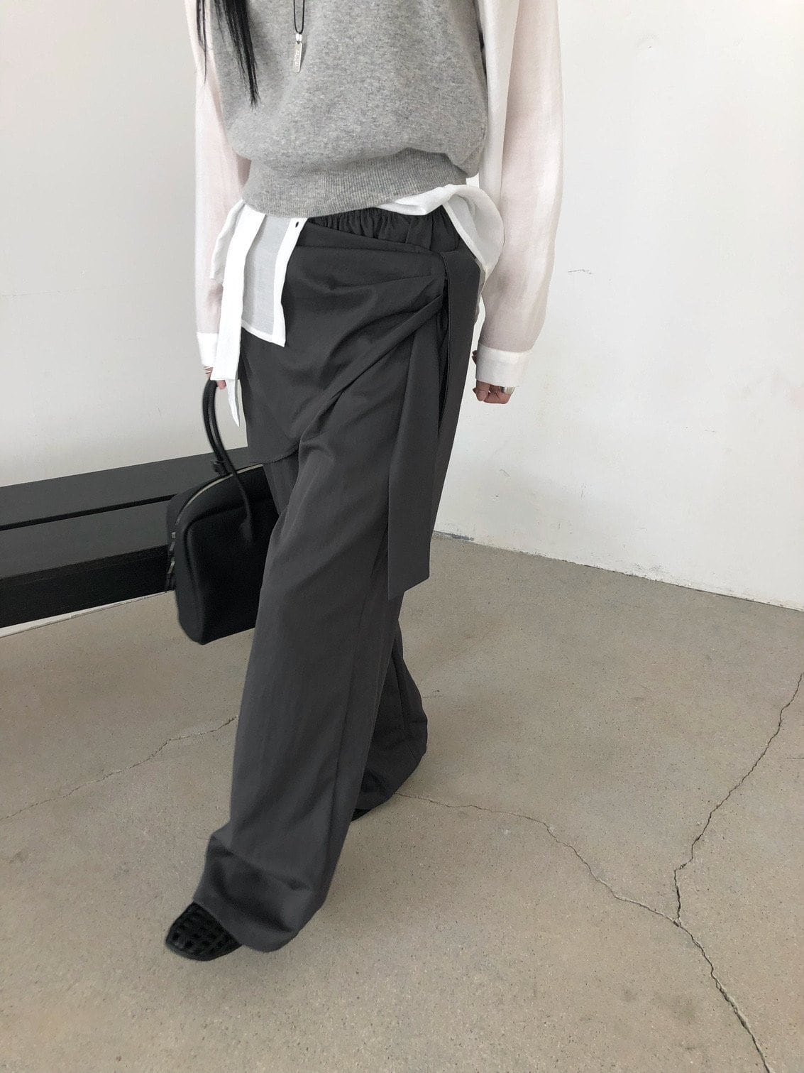 랩스커트 밴딩 와이드 슬랙스