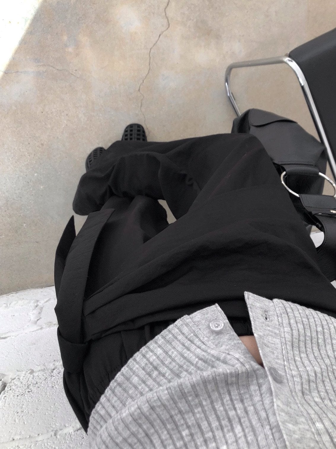 랩스커트 밴딩 와이드 슬랙스
