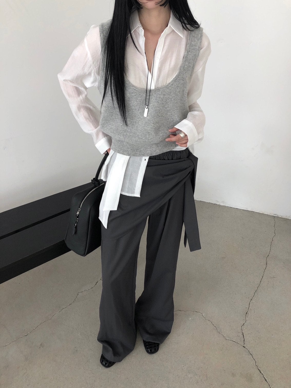 랩스커트 밴딩 와이드 슬랙스